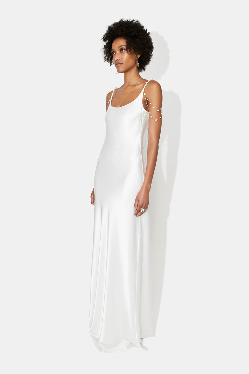 Pearled Off-The-Shoulder Bridal Dress
