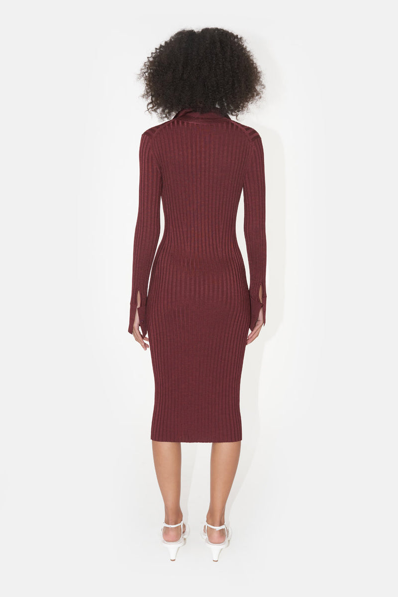 Rhea Henley Dress - Rosewood