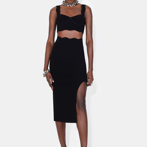 Delia Scalloped Top - Black | Galvan London