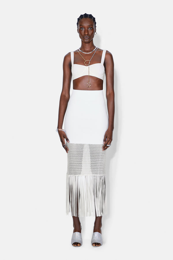 Fringe Diana Skirt - White