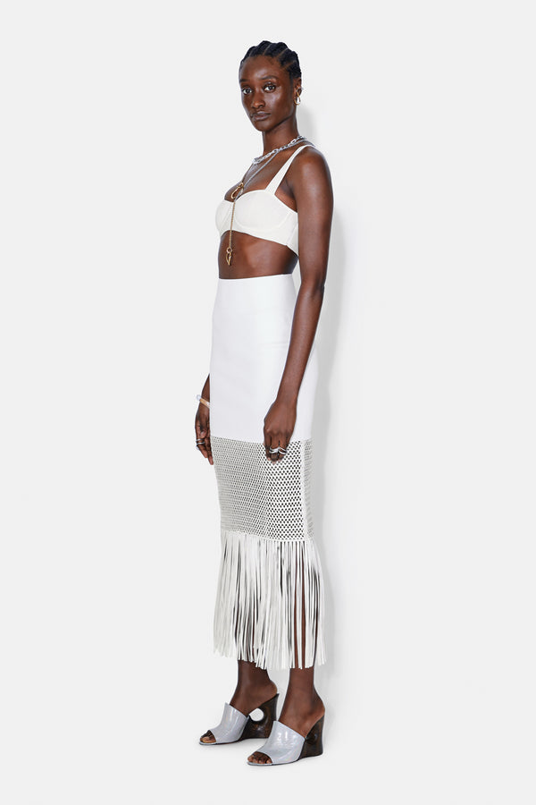 Fringe Diana Skirt - White