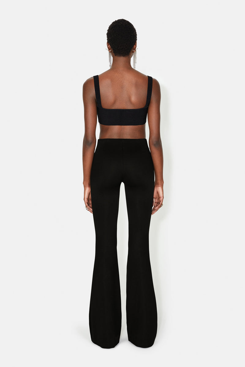 Jersey Flared Trousers - Black