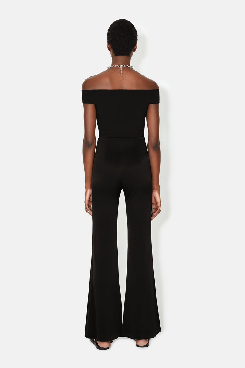 High Waisted Satin Trousers - Black